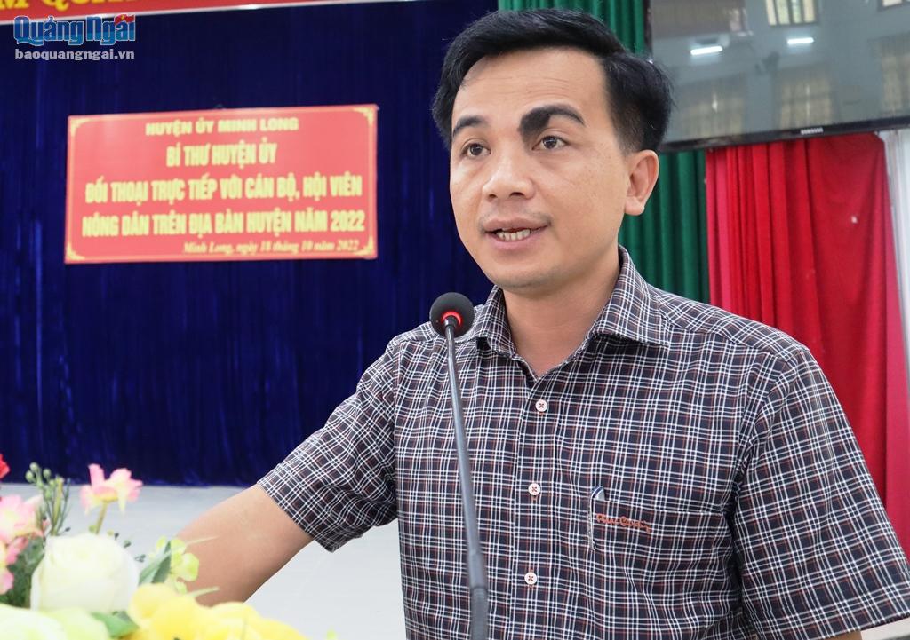 Bí thư Huyện ủy Minh Long Nguyễn Mạnh Thái trả lời kiến nghị của cán bộ, hội viên nông dân.